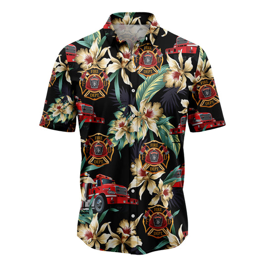 Firefighter Floral Vintage T1407 Hawaiian Shirt