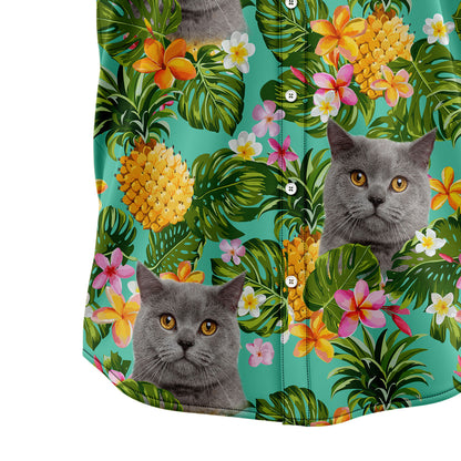 Custom Photo Cat Pineapple Tropical Hawaiian Shirt