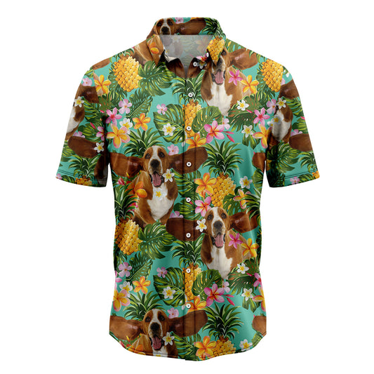 Tropical Pineapple Basset Hound H97008 Hawaiian Shirt