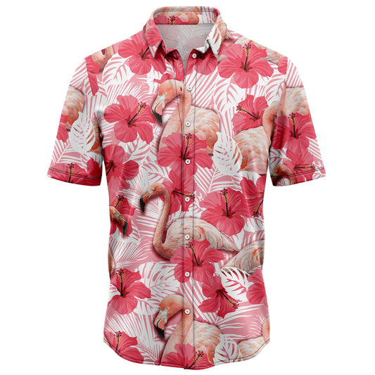 Tropical Flowers Hibiscus Flamingo H87088 - Hawaii Shirt