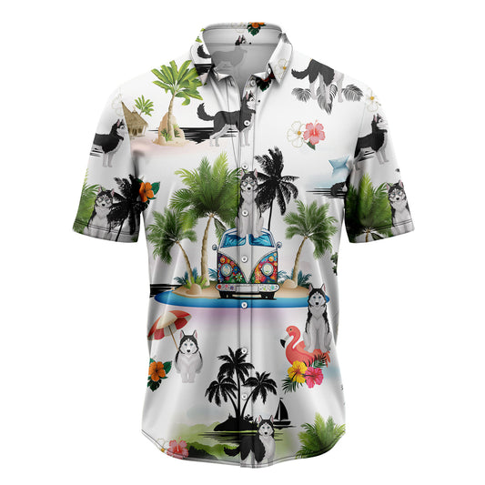Siberian Husky Vacation G5708 Hawaiian Shirt