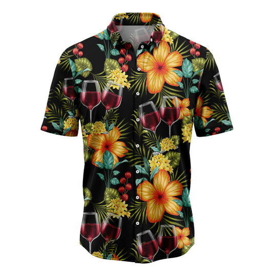 Red Wine Colorful Floral T0807 Hawaiian Shirt