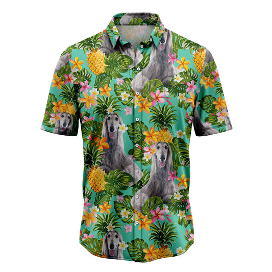 Tropical Pineapple Afghan Hound H137064 Hawaiian Shirt