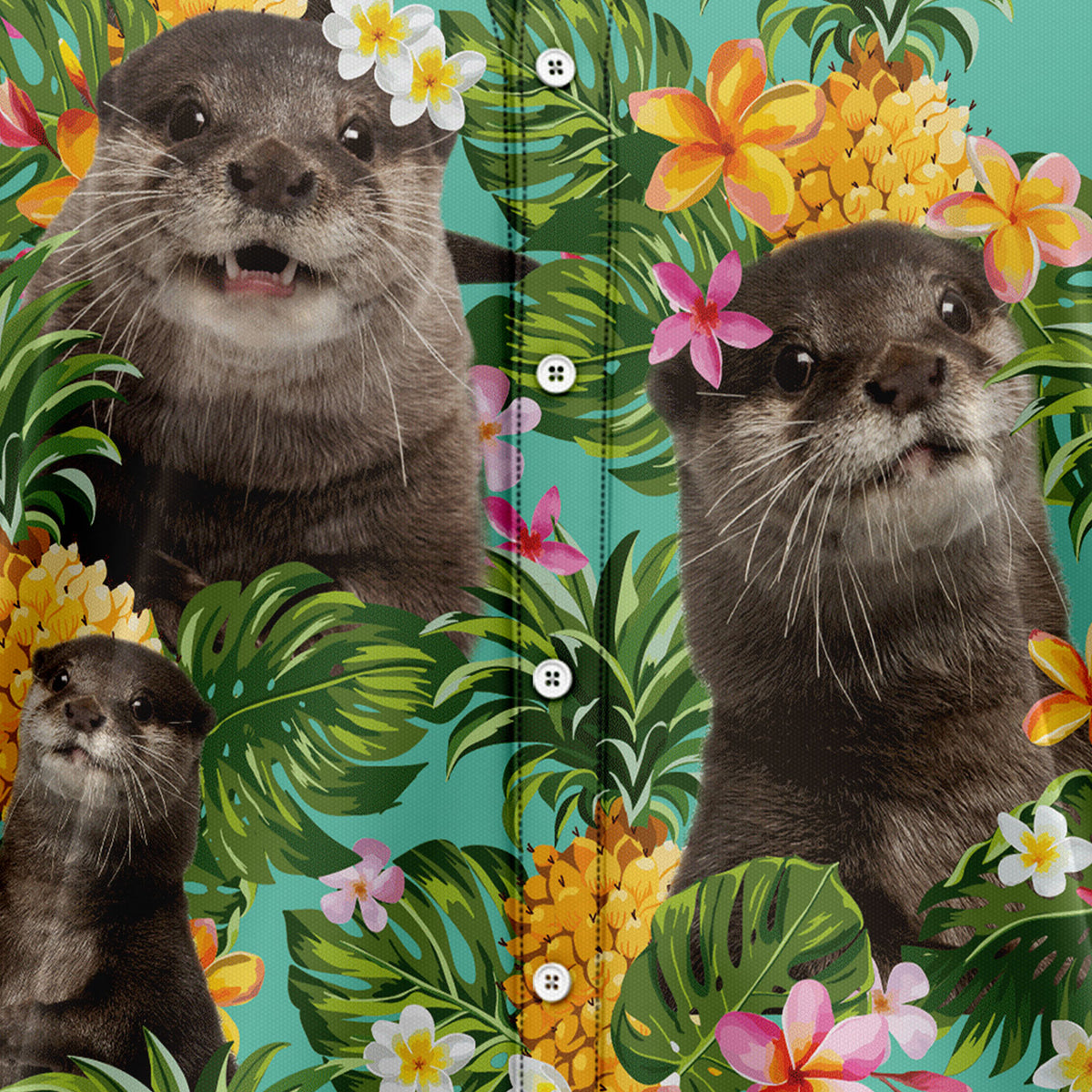 Tropical Pineapple Otter H67075 Hawaiian Shirt