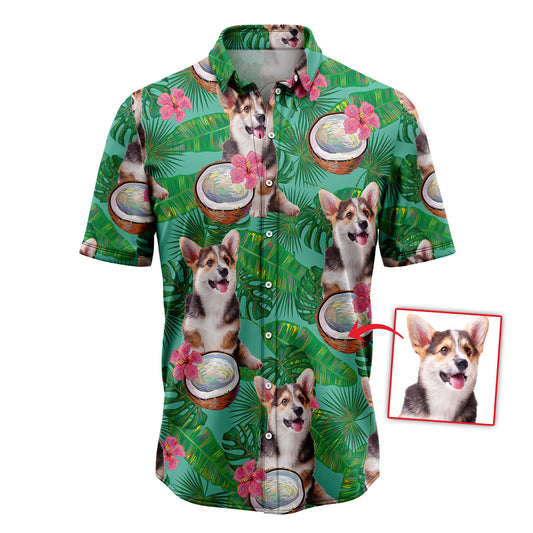 Custom Photo Dog Coconut Tropical Hawaiian Shirt