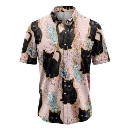 Black Cat Boho Feather H5805 Hawaiian Shirt