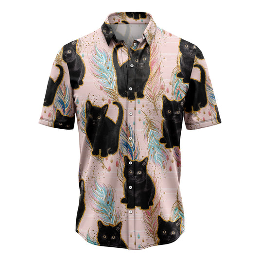 Black Cat Boho Feather H5805 Hawaiian Shirt