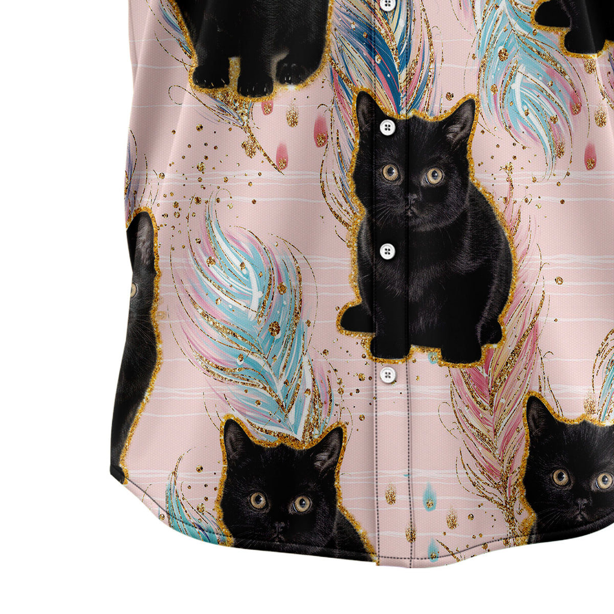 Black Cat Boho Feather H5805 Hawaiian Shirt