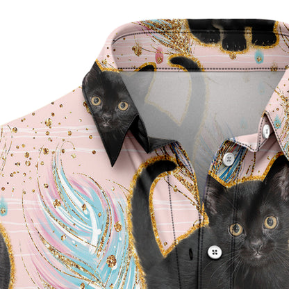 Black Cat Boho Feather H5805 Hawaiian Shirt
