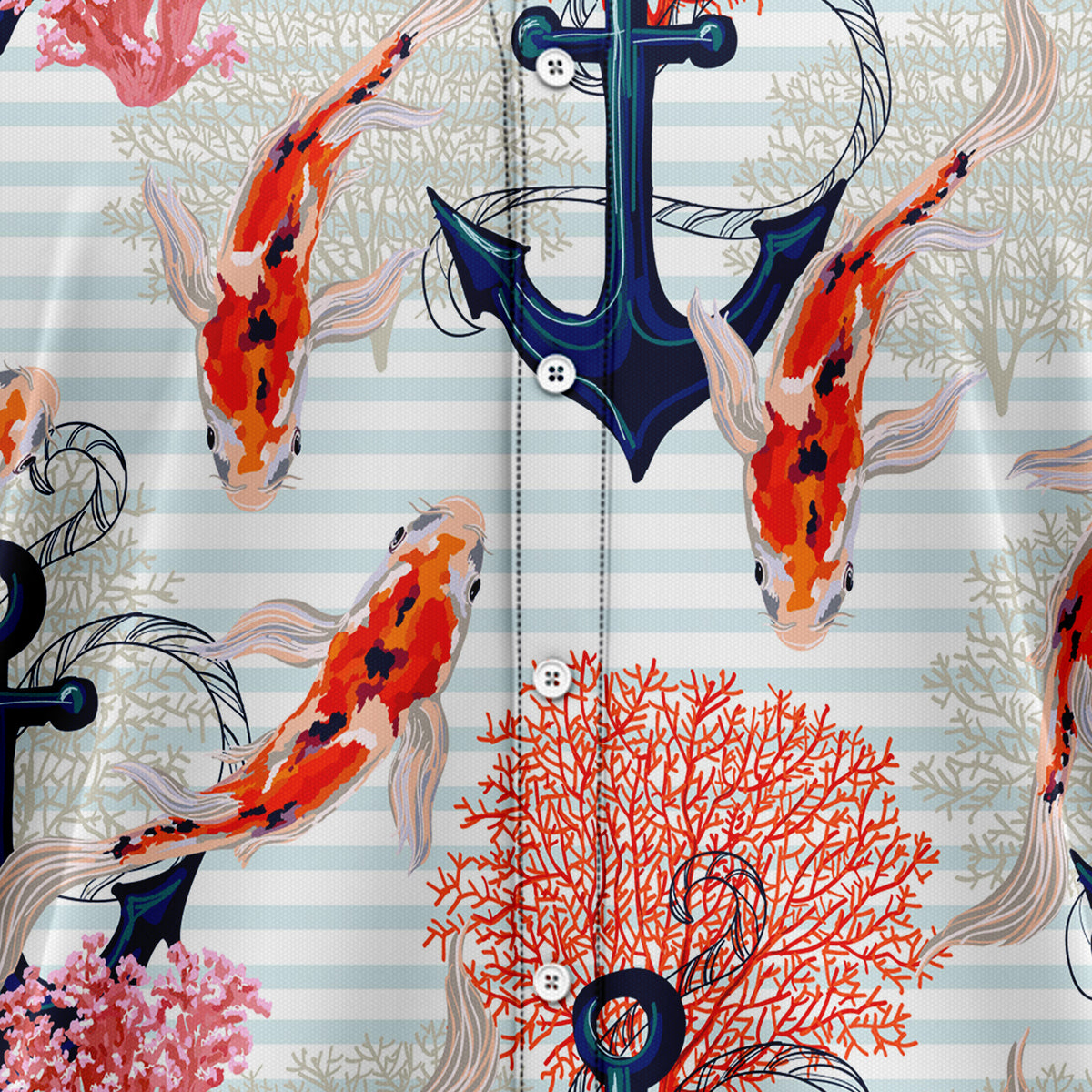 Beautiful Koi Fish And Anchor H147015 Hawaiian Shirt