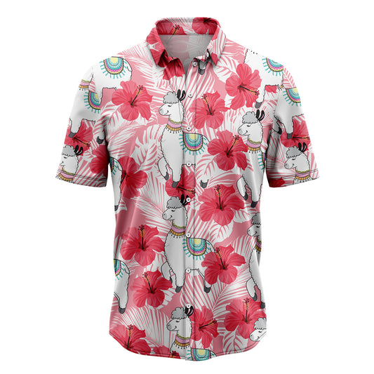 Llama Tropical Flowers Hibiscus H137048 Hawaiian Shirt