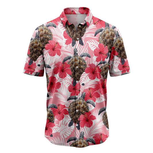 Turtle Tropical Flowers Hibiscus H137043 Hawaiian Shirt