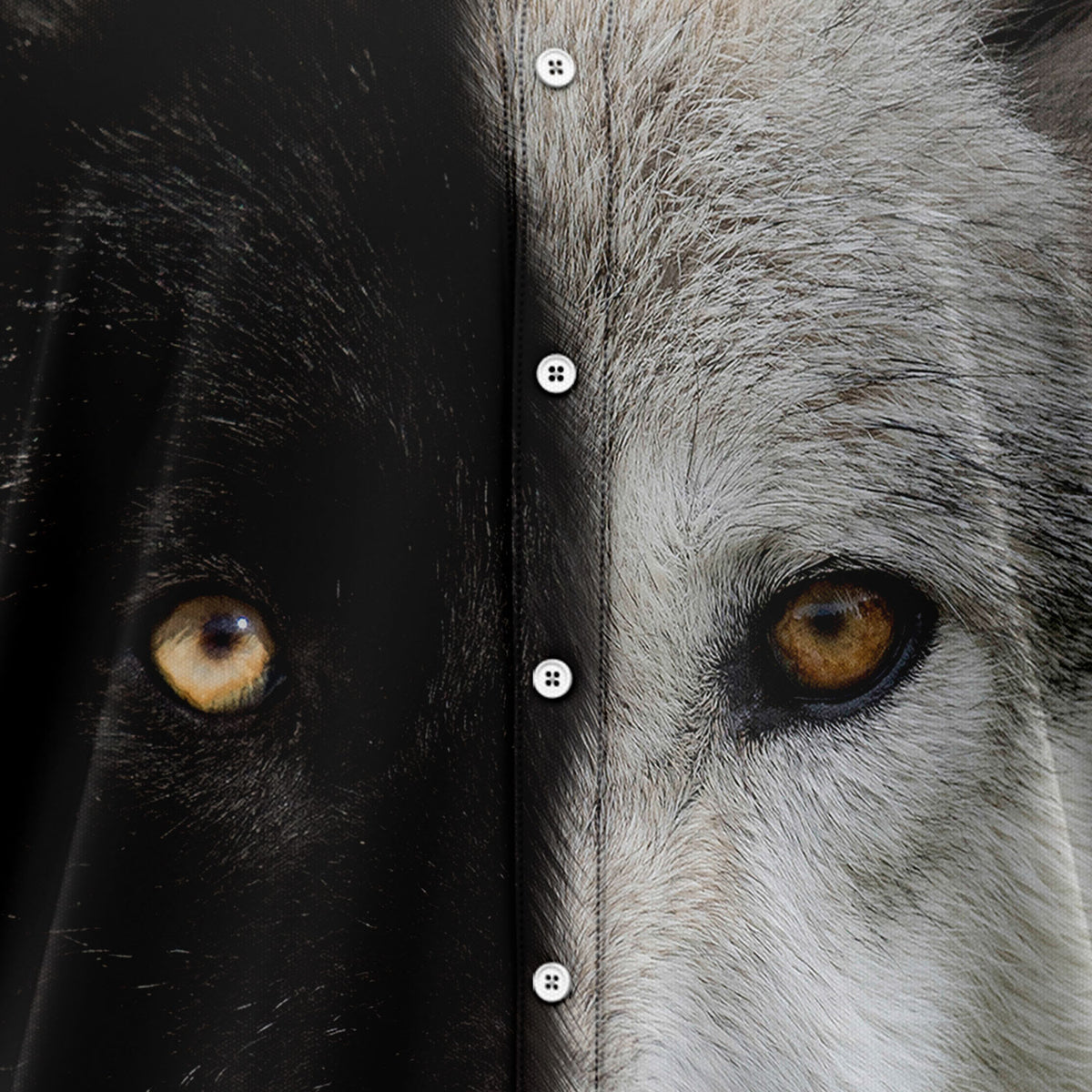 Wolf Black & White T3107 Hawaiian Shirt