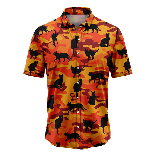 Black Cat Camo TG5713 Hawaiian Shirt