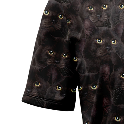 White & Black Cat T1307 Hawaiian Shirt