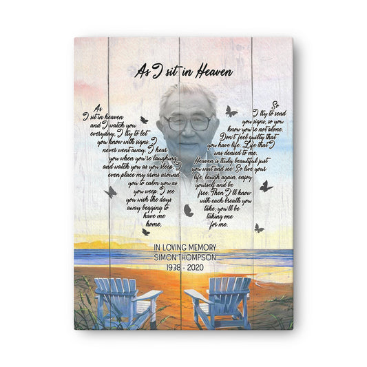 As I Sit In Heaven Custom Canvas With Your Photo, Name & Date