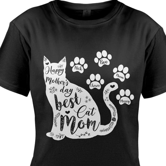 Happy Mother's Day Best Cat Mom Personalized Tshirt