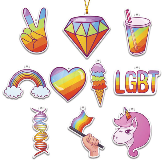 LGBT PRIDE Symbols Personalizedwitch Christmas Ornaments Set