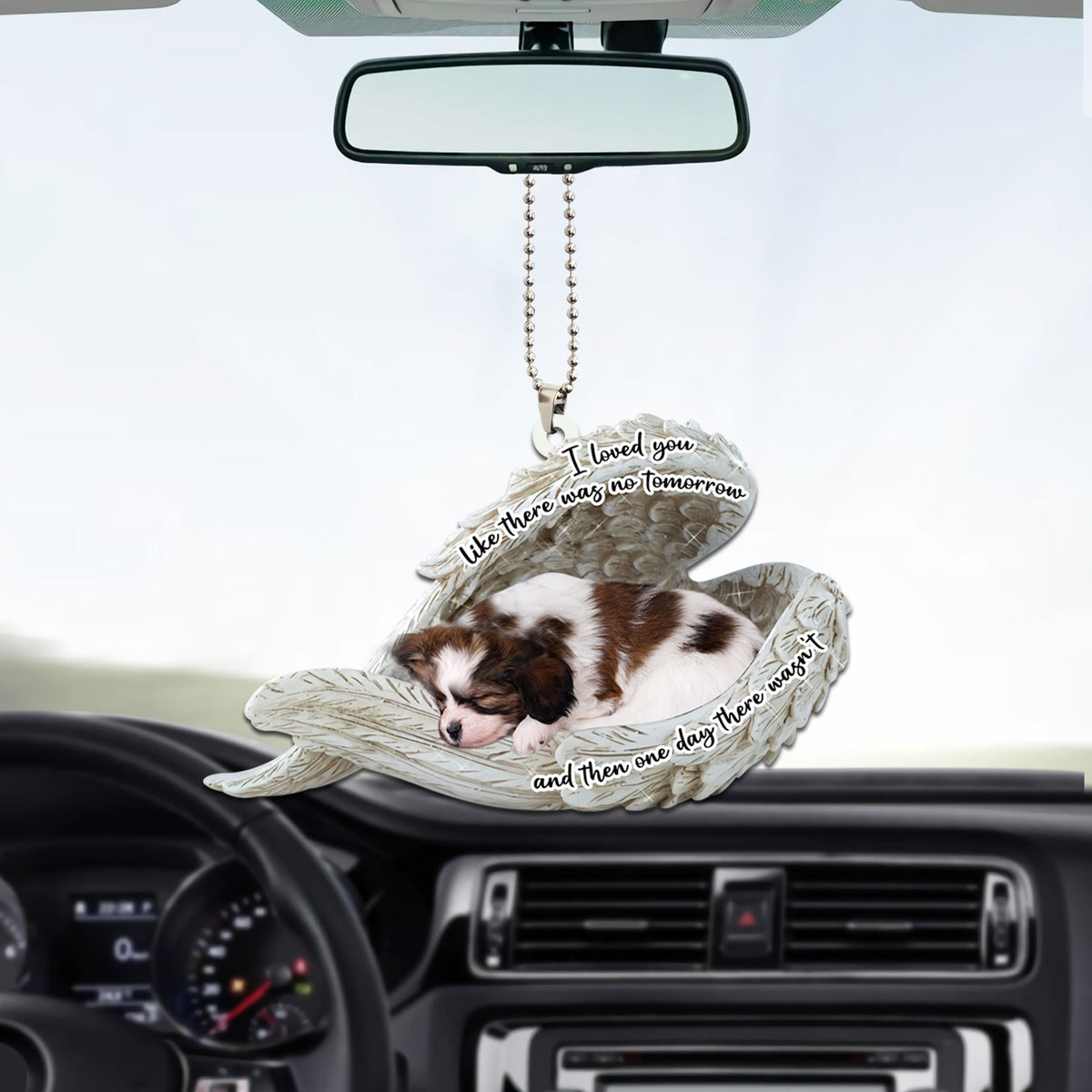 Papillon Sleeping Angel Dog Personalizedwitch Flat Car Memorial Ornament