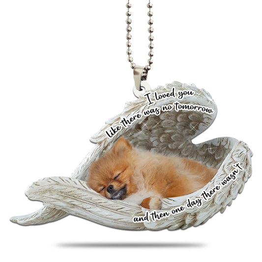 Pomeranian Sleeping Angel Personalizedwitch Flat Car Ornament