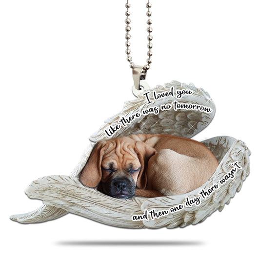 Puggle Sleeping Angel Personalizedwitch Flat Car Ornament