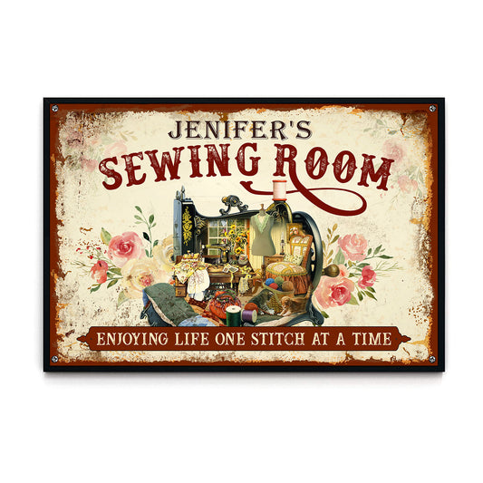 Sewing Room Enjoying Life One Stitch At A Time Personalizedwitch Poster