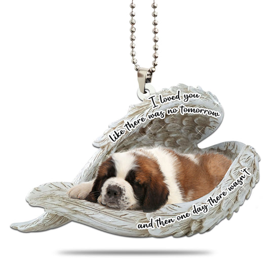 Saint Bernard Sleeping Angel Personalizedwitch Flat Car Ornament