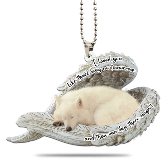 Samoyed Sleeping Angel Personalizedwitch Flat Car Ornament