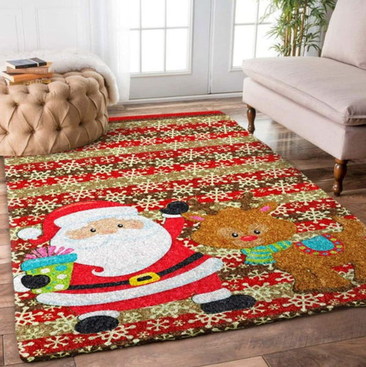 Santa Claus And Reindeers - Rectangle Rug
