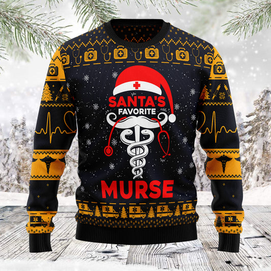 Santa Murse TG51126 unisex womens & mens, couples matching, friends, nurse lover, funny family ugly christmas holiday sweater gifts (plus size available)