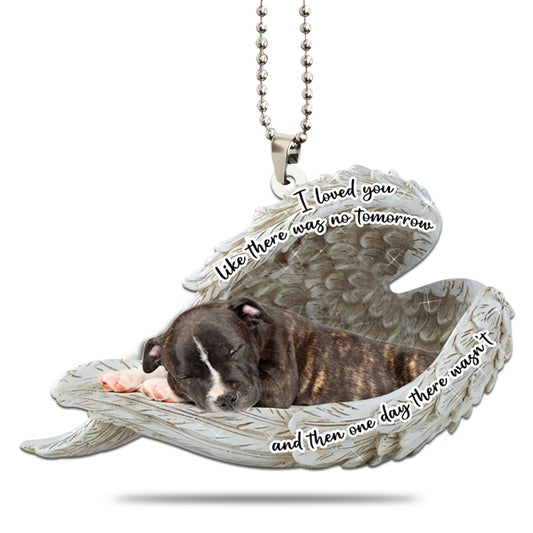 Staffordshire Bull Terrier Sleeping Angel Personalizedwitch Flat Car Ornament