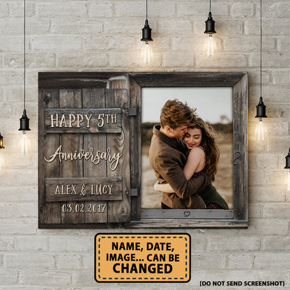 Happy 5th Anniversary Window Custom Image Anniversary Canvas