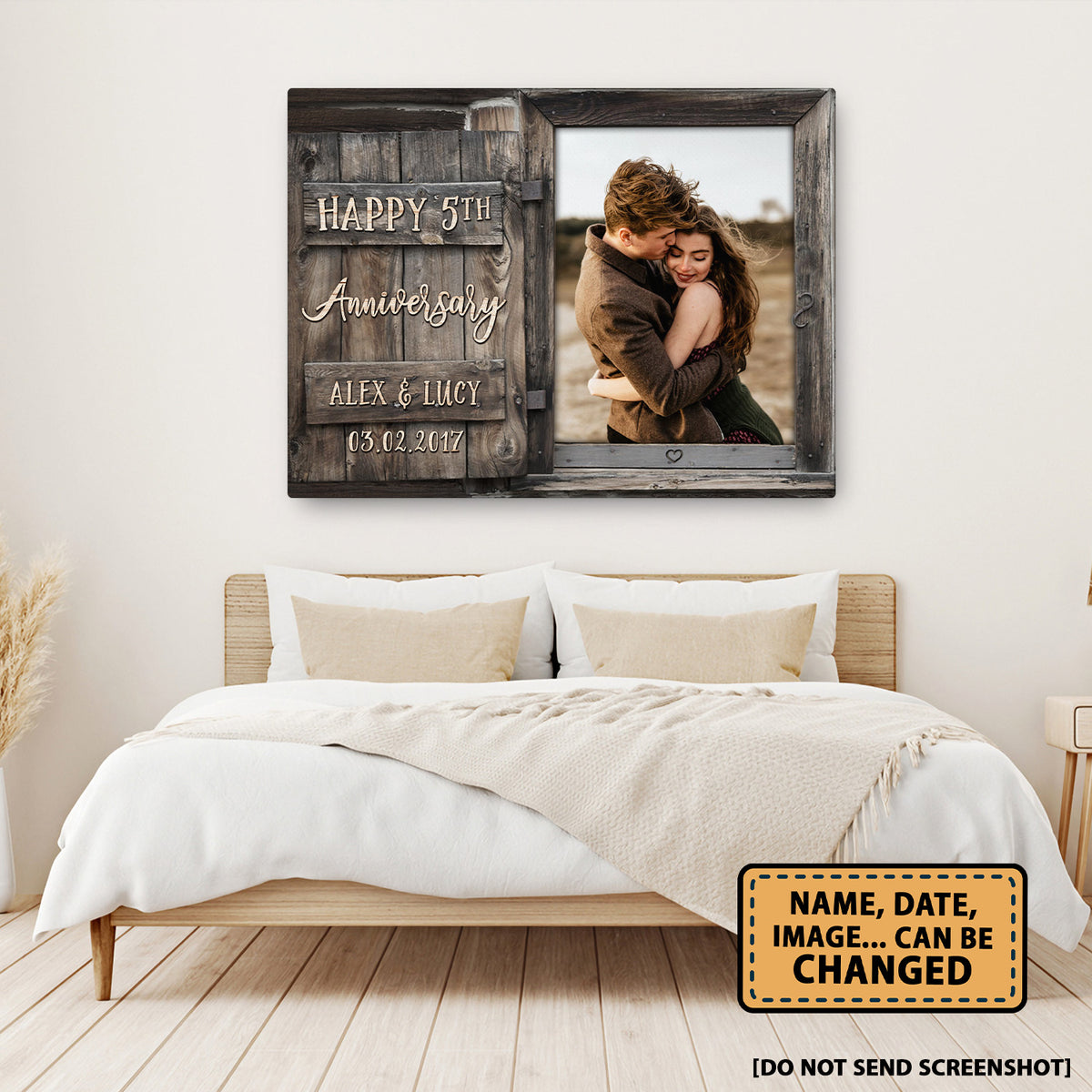Happy 5th Anniversary Window Custom Image Anniversary Canvas