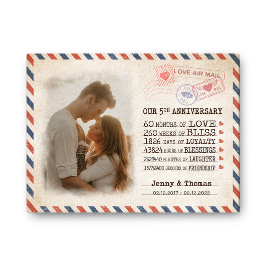 Our 5th Anniversary Letter Custom Image Canvas Valentine Gifts