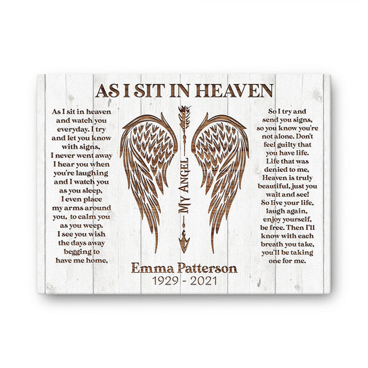 As I Sit In Heaven Memorial Personalized Canvas