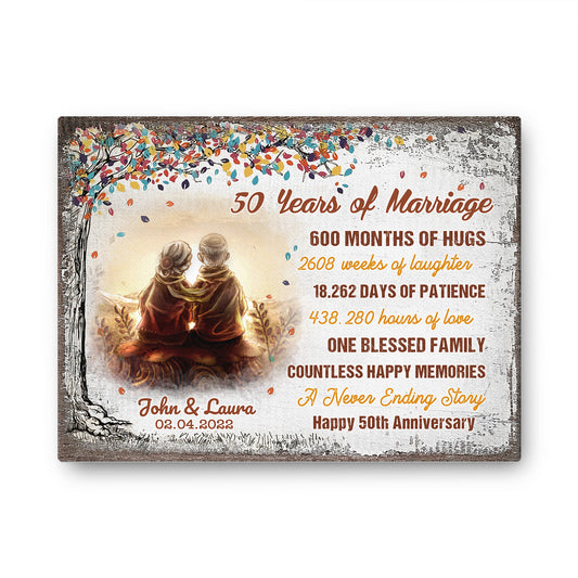 50 Years Of Marriage Old Couple Anniversary Personalizedwitch Canvas