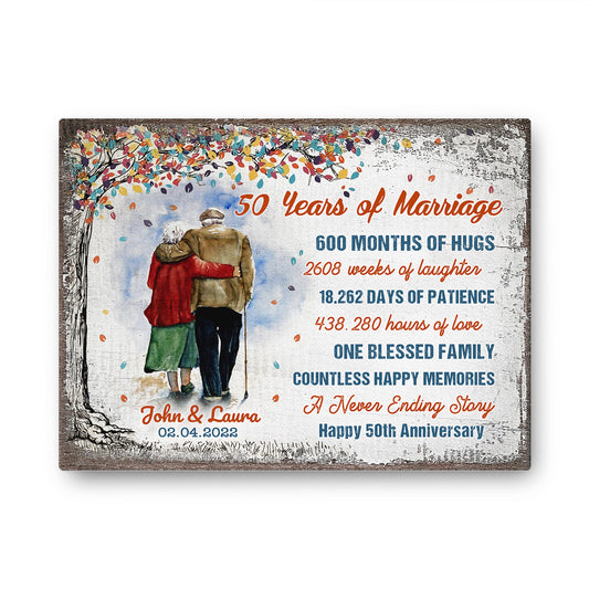 50 Years Of Marriage Old Couple 50th Anniversary Personalizedwitch Canvas