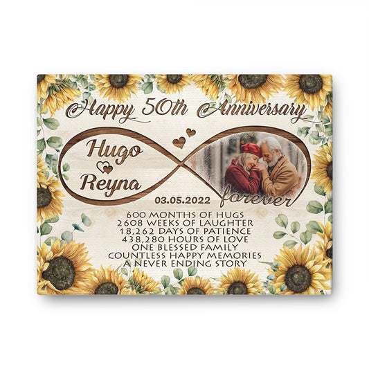 50th Anniversary Happy 50th Anniversary Sunflower Canvas