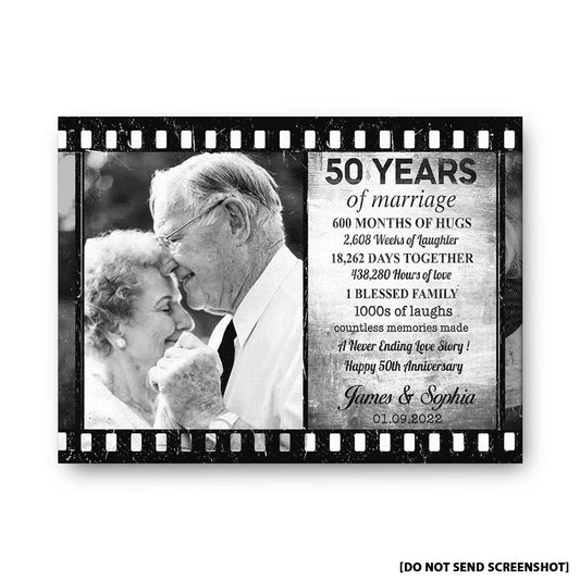 50 Years Of Marriage Film Custom Image Anniversary Canvas Valentine Gifts