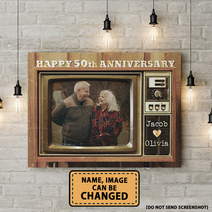 Happy 50th Anniversary Old Television Custom Image Canvas