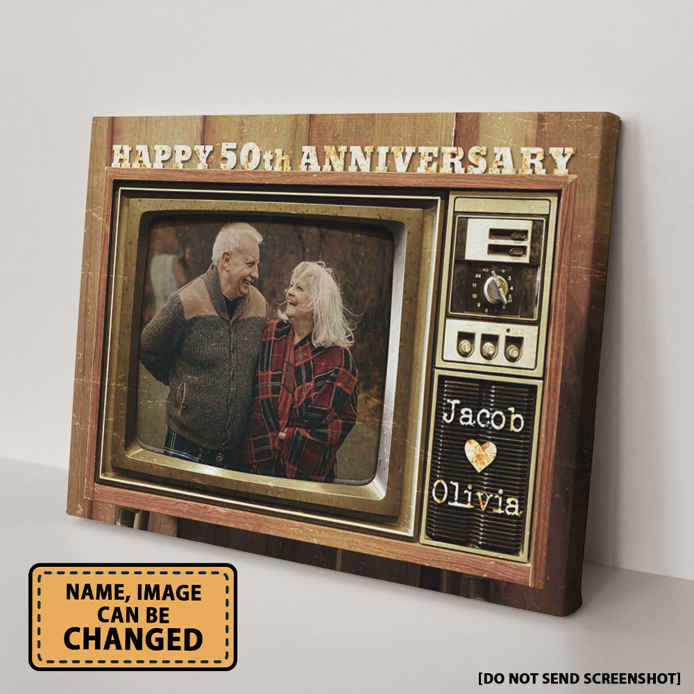 Happy 50th Anniversary Old Television Custom Image Canvas