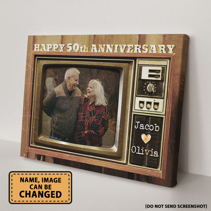 Happy 50th Anniversary Old Television Custom Image Canvas