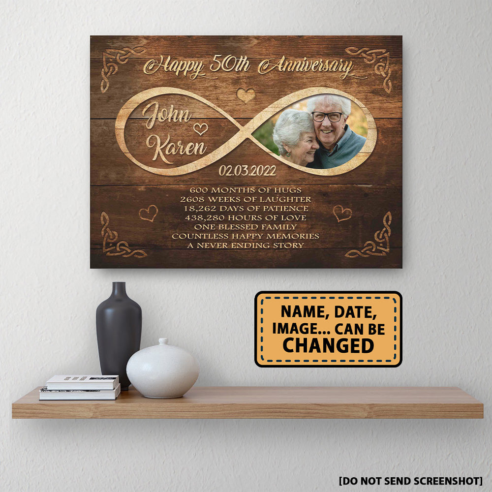 Happy 50th Anniversary Old Television Anniversary Canvas Valentine Gifts