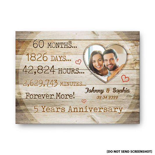 5 Years Anniversary Custom Image Canvas Valentine Gifts