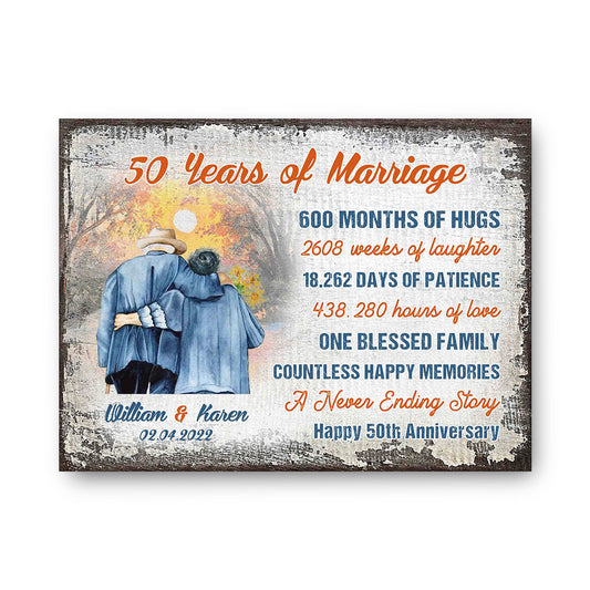 50 Years Of Marriage Happy 50th Anniversary Canvas Valentine Gifts