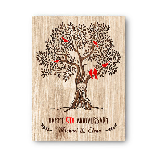 Happy 5th Anniversary Tree Personalizedwitch Canvas Valentine Gifts