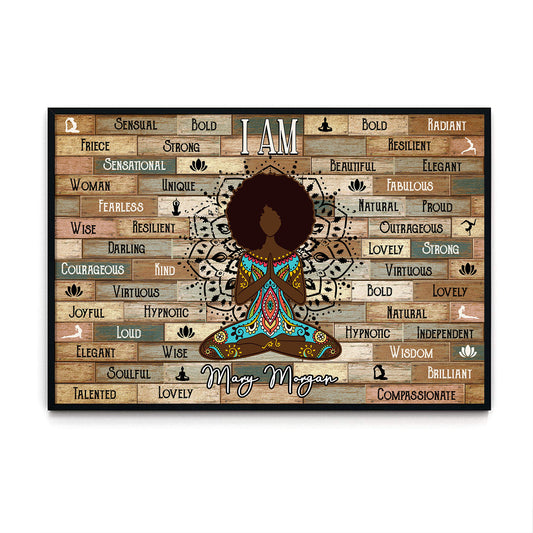 Yoga I Am Custom Name Black Woman Personalizedwitch Poster