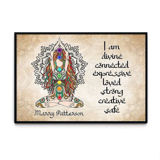 Yoga I Am Divine Chakra Personalizedwitch Horizontal Poster
