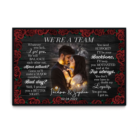 We Are A Team Rose Couple Anniversary Personalized Poster Valentine Gifts