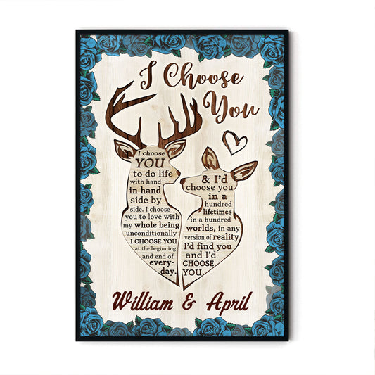 I Choose You Deer Couple Anniversary Personalized Poster Valentine Gifts